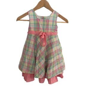 Specialty Girl Vintage Ruffle Plaid Dress Sleeveless Pink Multicolor Size 4T